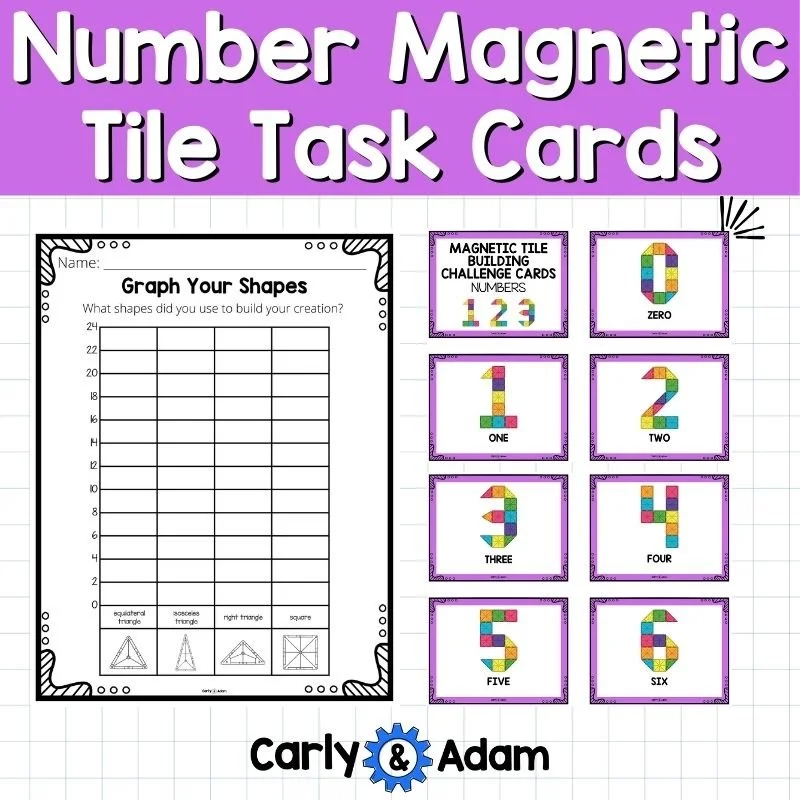 Shape Count worksheet beside number cards for seven through ten and extra extension challenge cards.