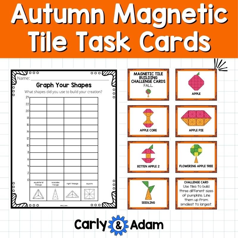 Printable Fall Magnetic Tile Cards for STEM Bins