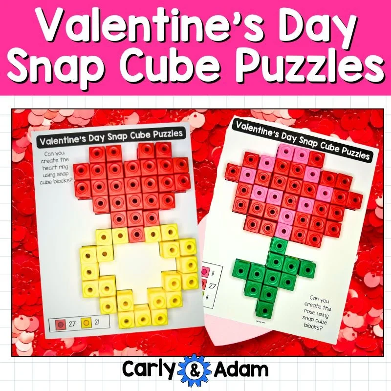 Preschool Valentine’s Day Snap Cube STEM Task Cards
