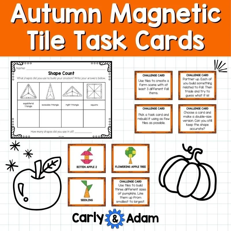 Printable Fall Magnetic Tile Cards for STEM Bins