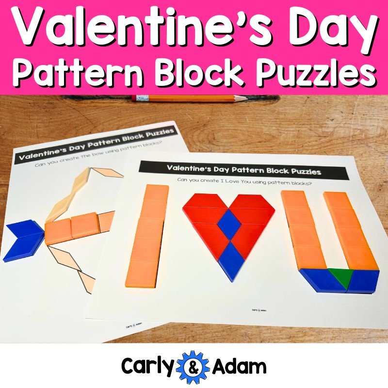 Preschool Pattern Block Valentine’s Day STEM Task Cards