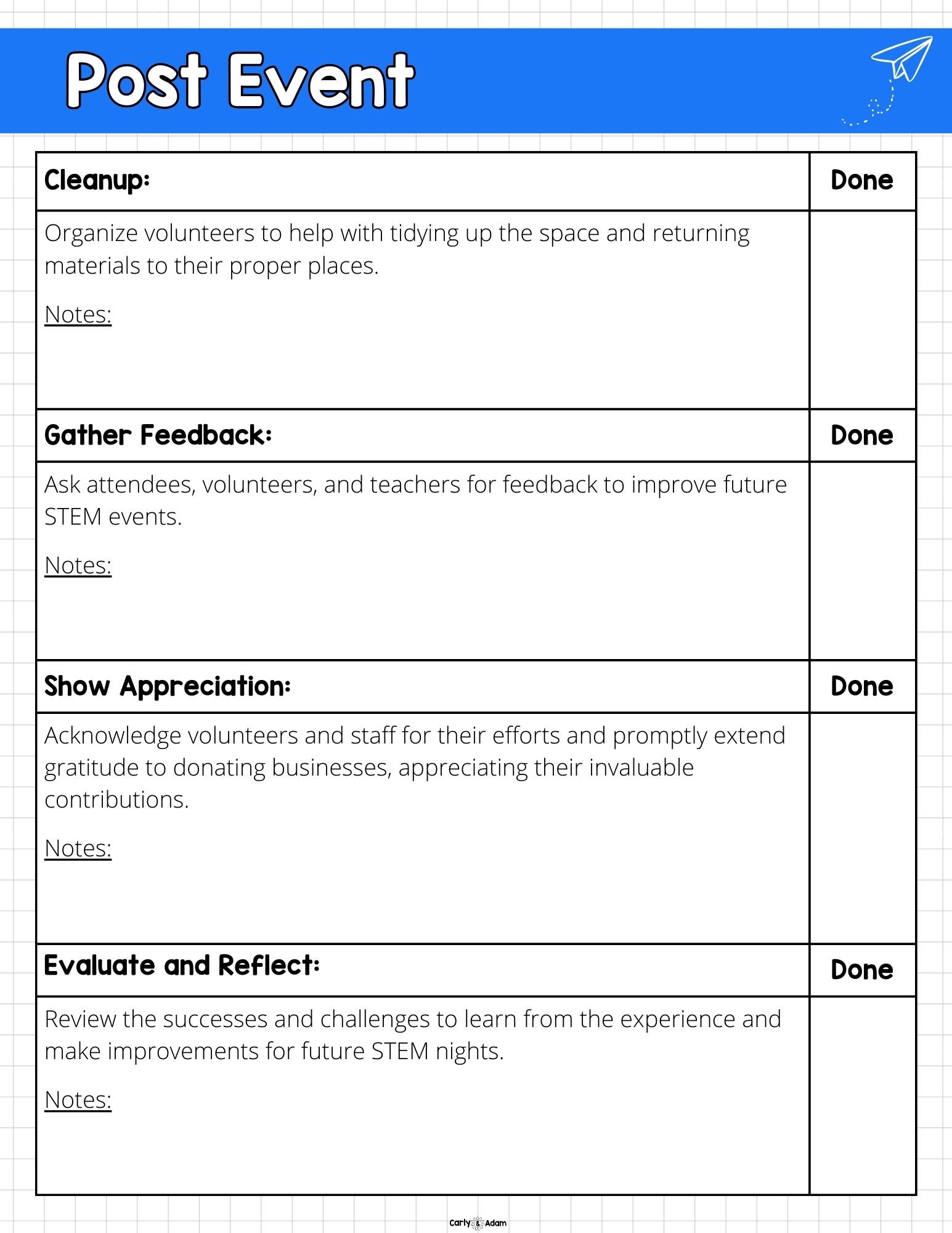 Free Family STEM Night planning guide for schools with timeline, station checklist, volunteer roles, and event promotion tips.