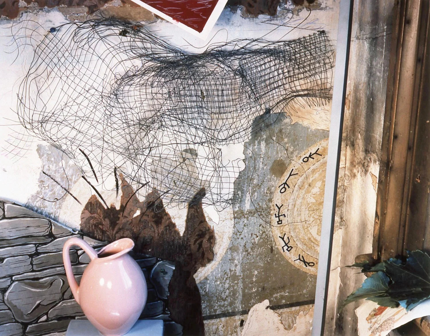 "Studio C Series/Downward Blue Figures, Pink Vessel", 1985, 20x24"