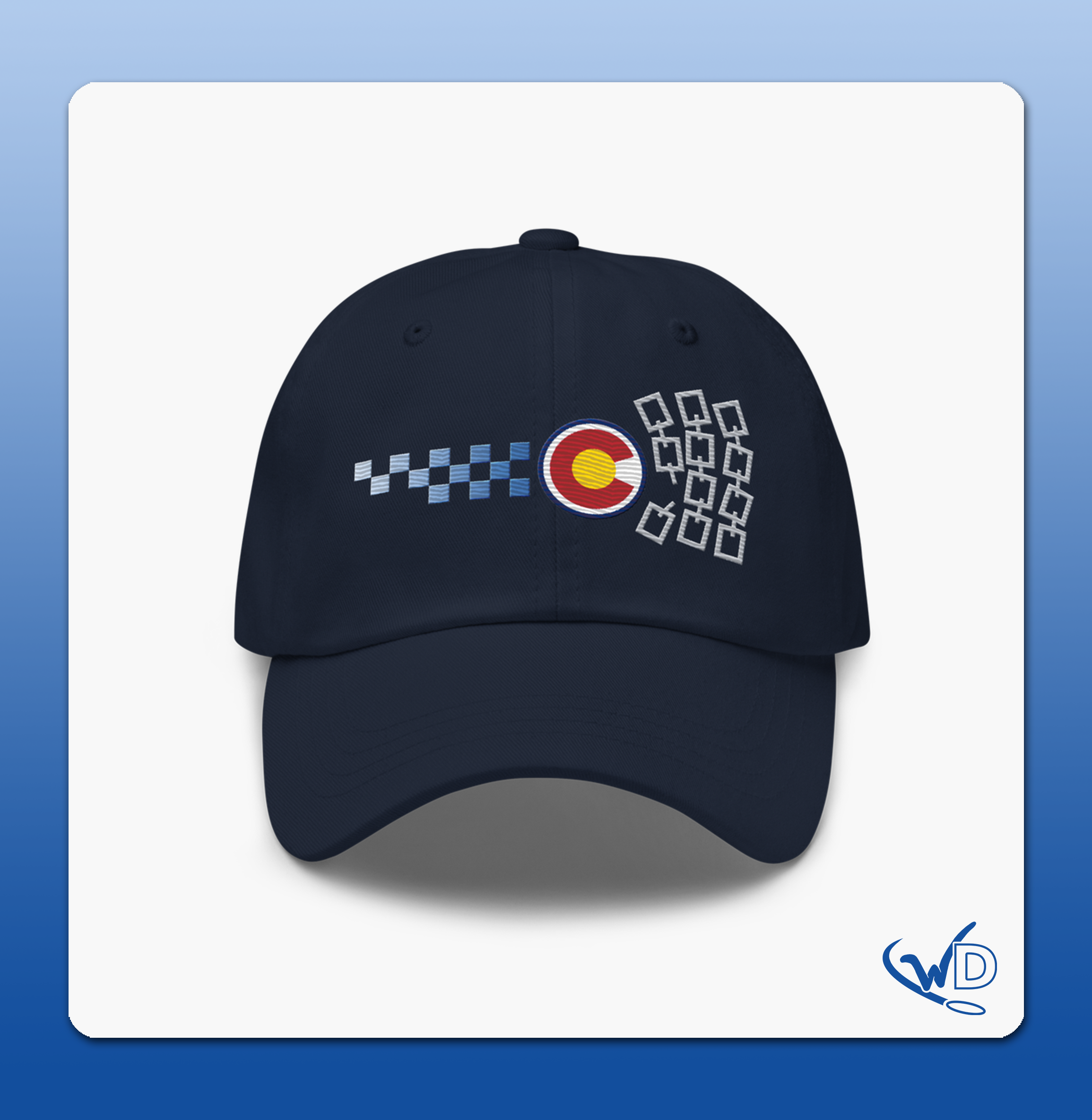 Colorado disc golf hat - features flying disc and Colorado state flag