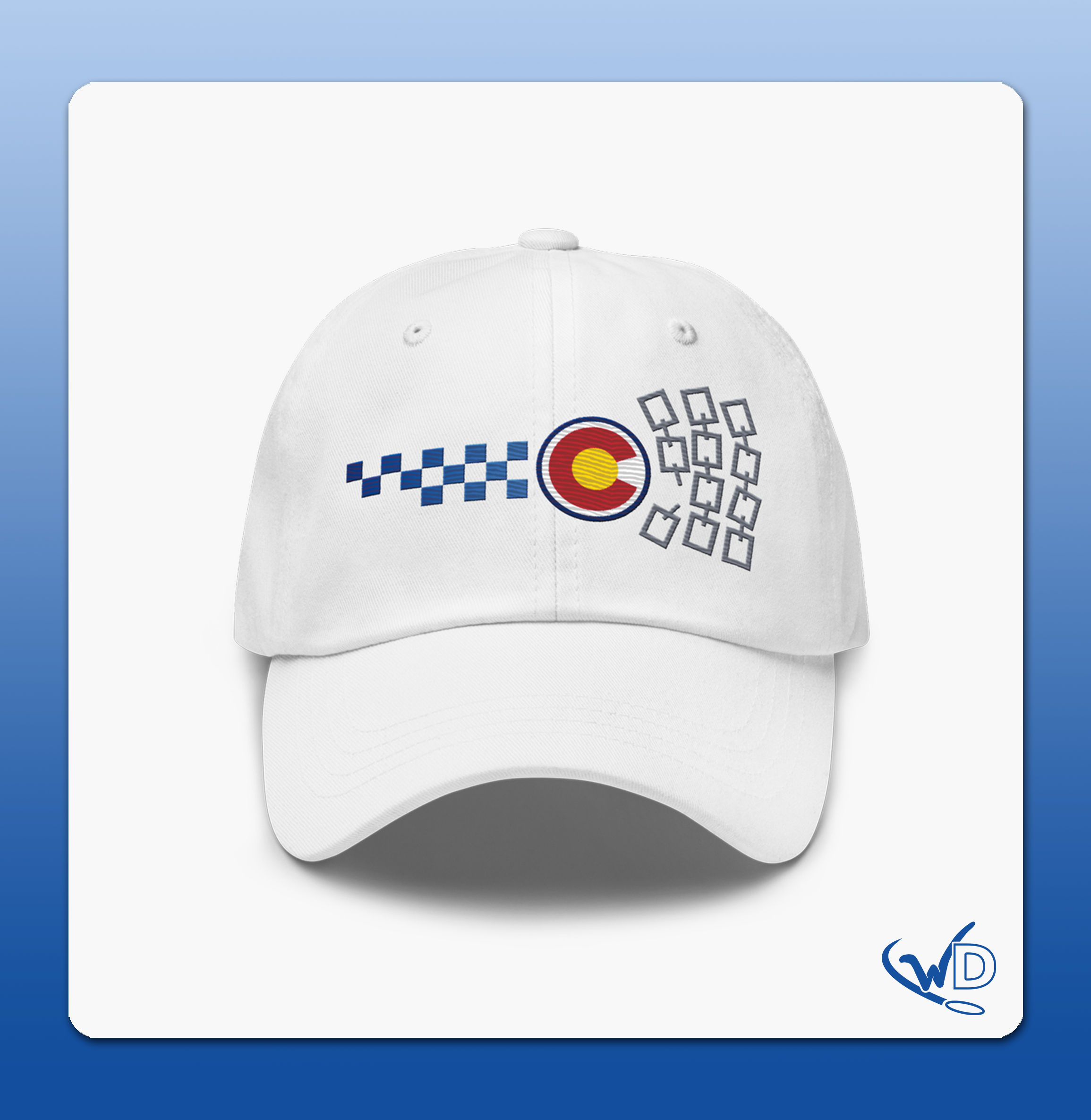 Colorado disc golf hat - features flying disc and Colorado state flag