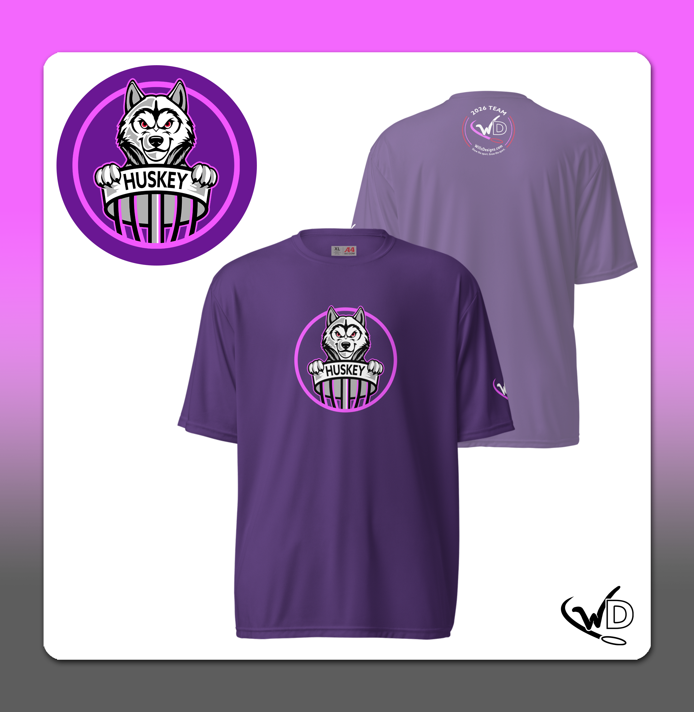 Skyler Huskey Disc Golf Performance Shirt Purple.png
