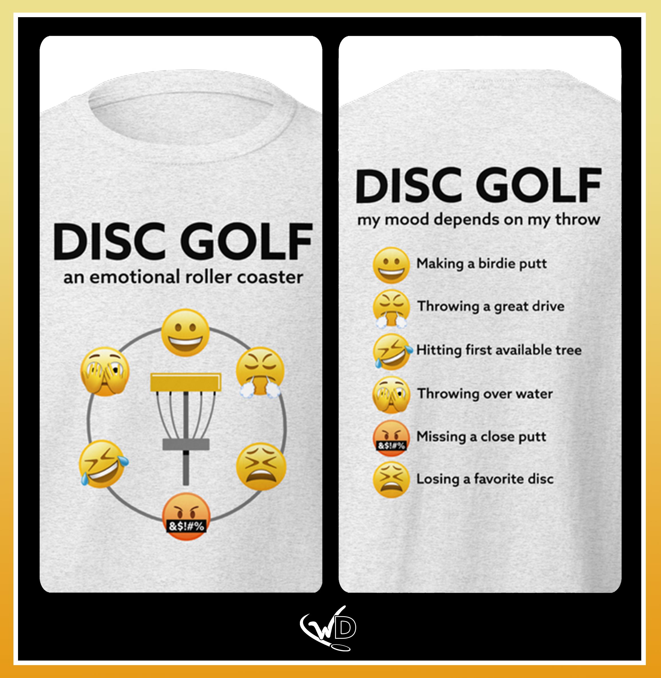 Disc Golf Emotions Front Light T-shirt Zoom.png
