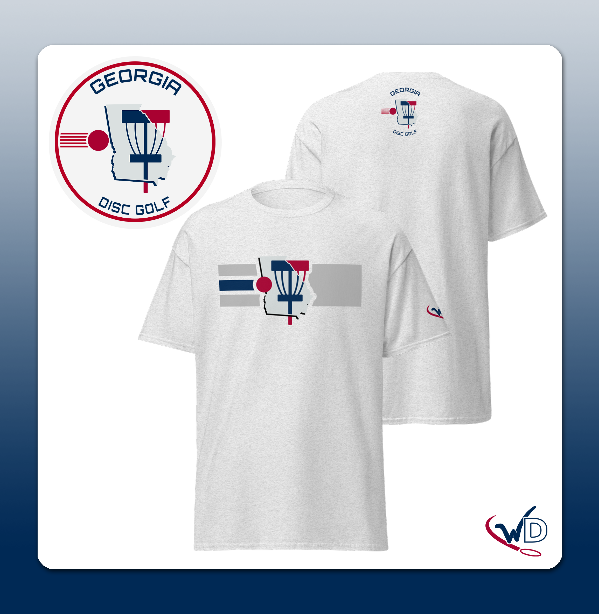 Georgia disc golf shirt - features flying disc and Georgia state shape