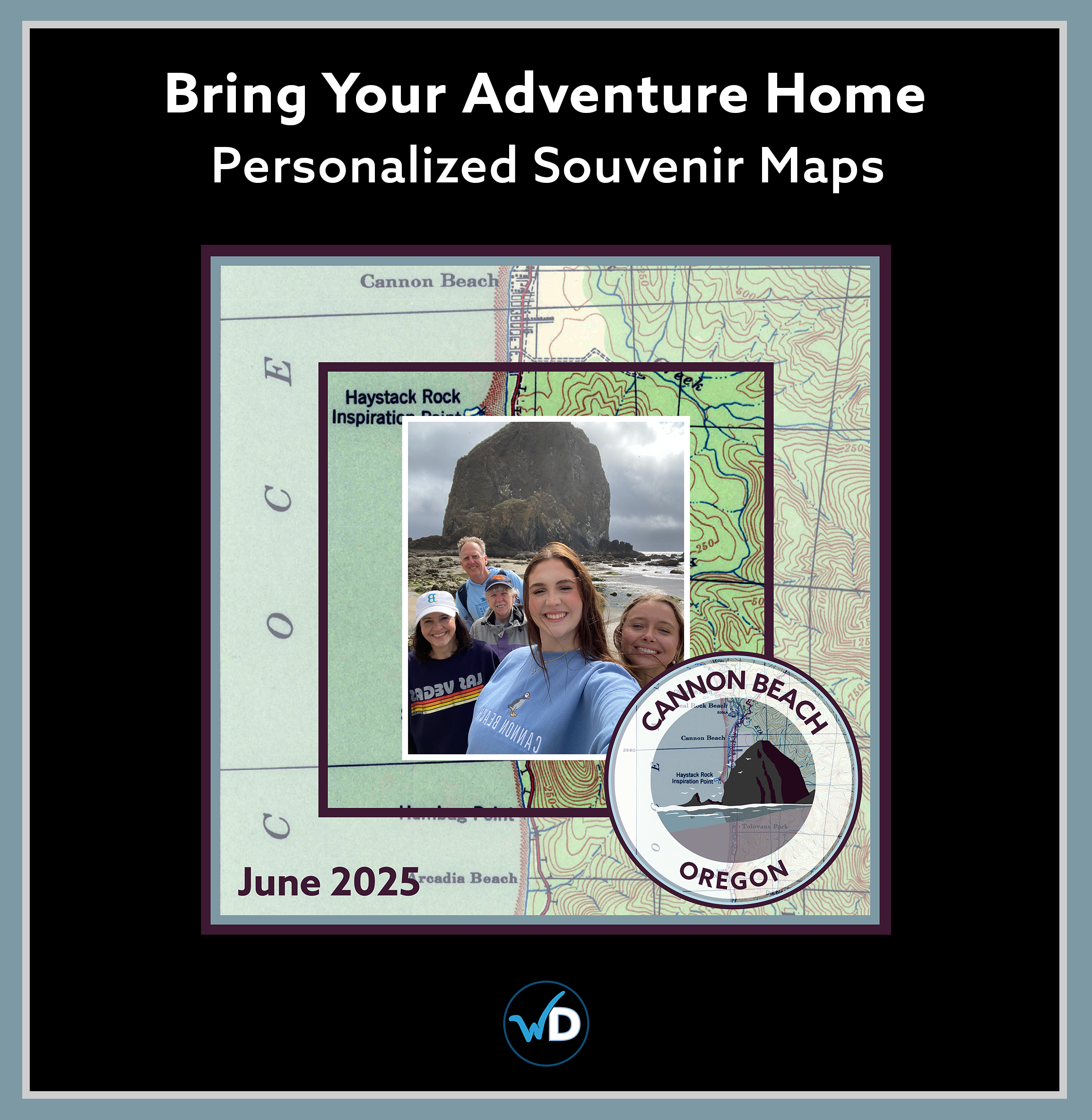 Personalized souvenir map - Haystack Rock Cannon Beach Oregon
