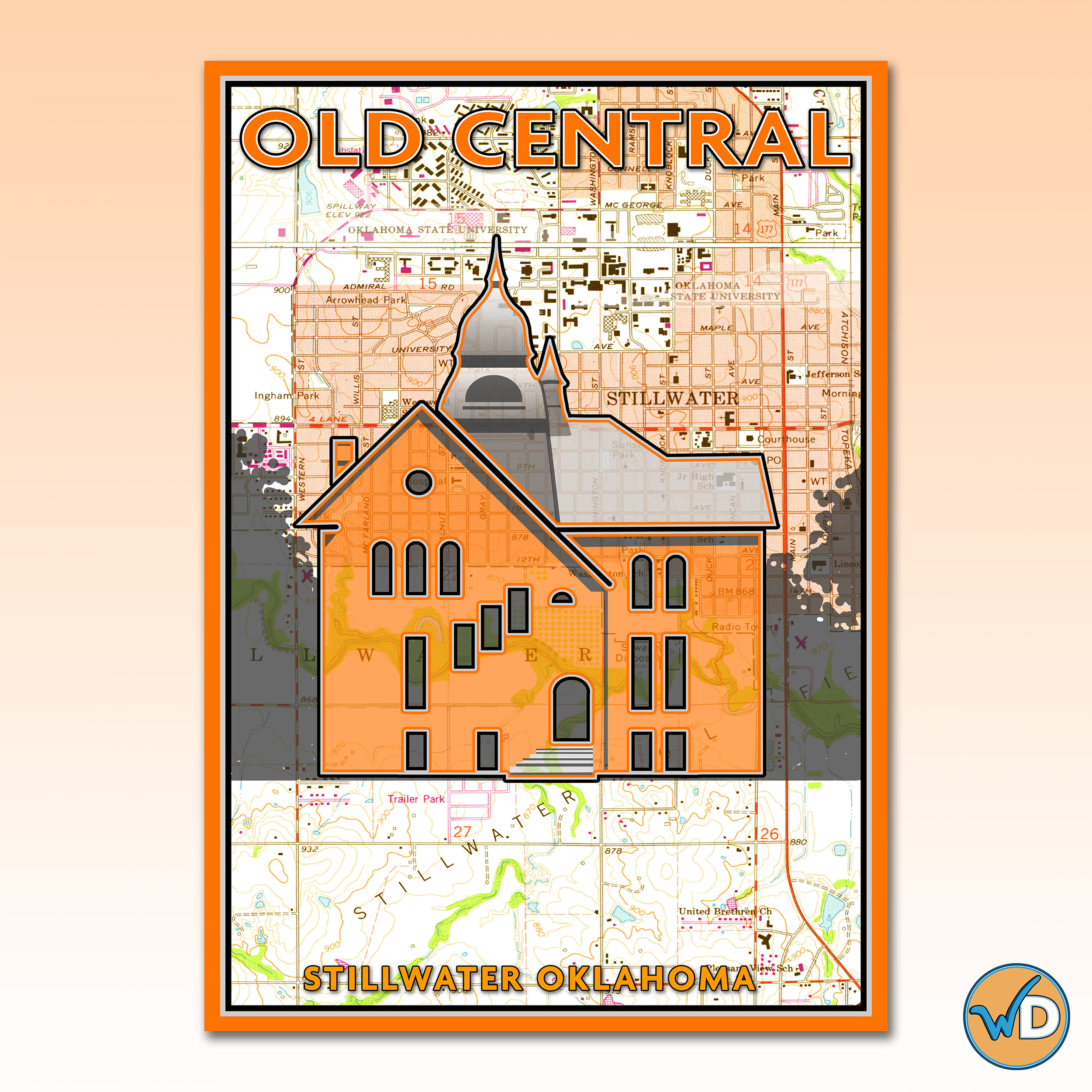 Oklahoma Souvenir Map - Old Central