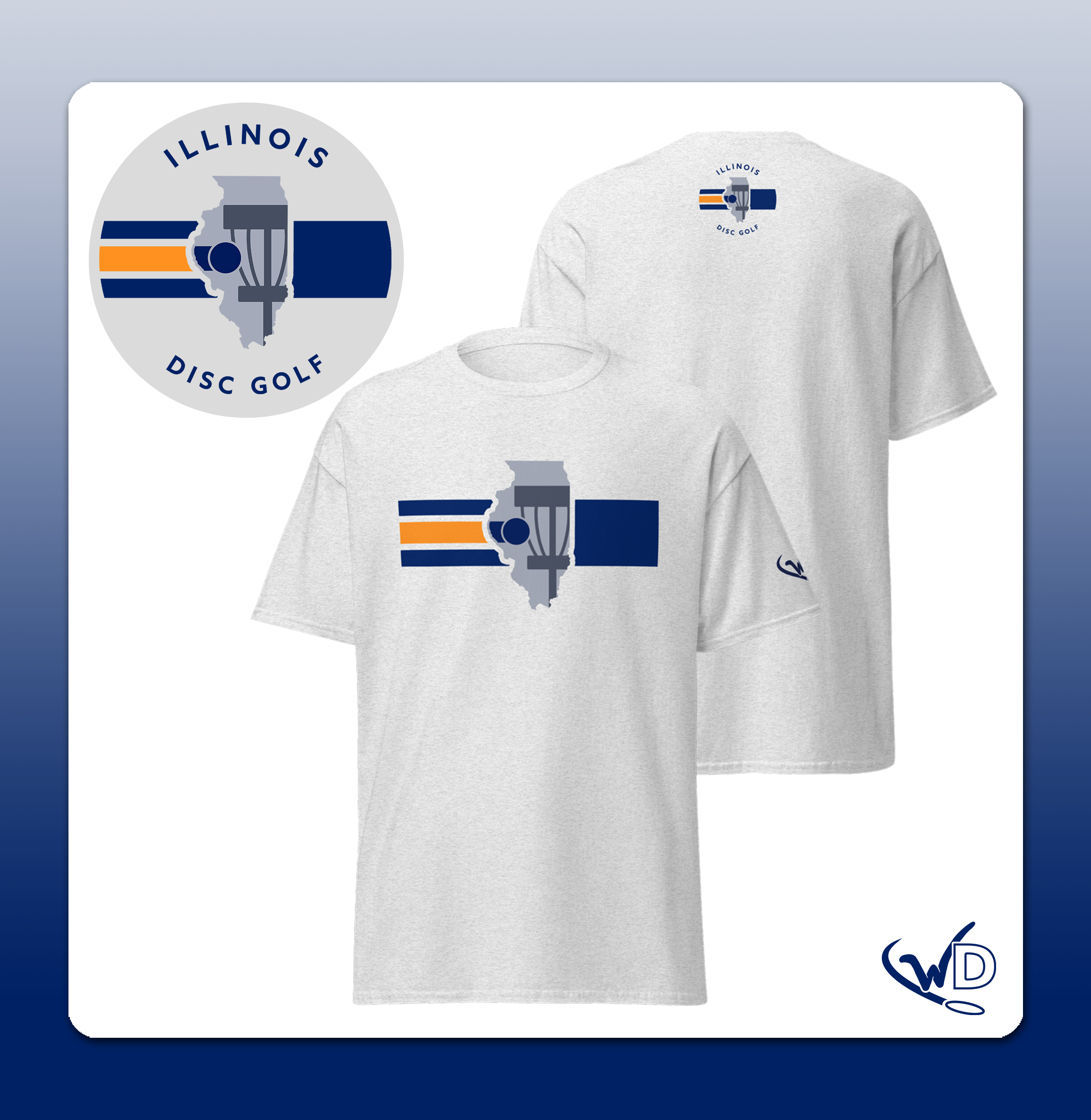Illinois Disc Golf Shirt - featuring flying disc and Illinois state shape