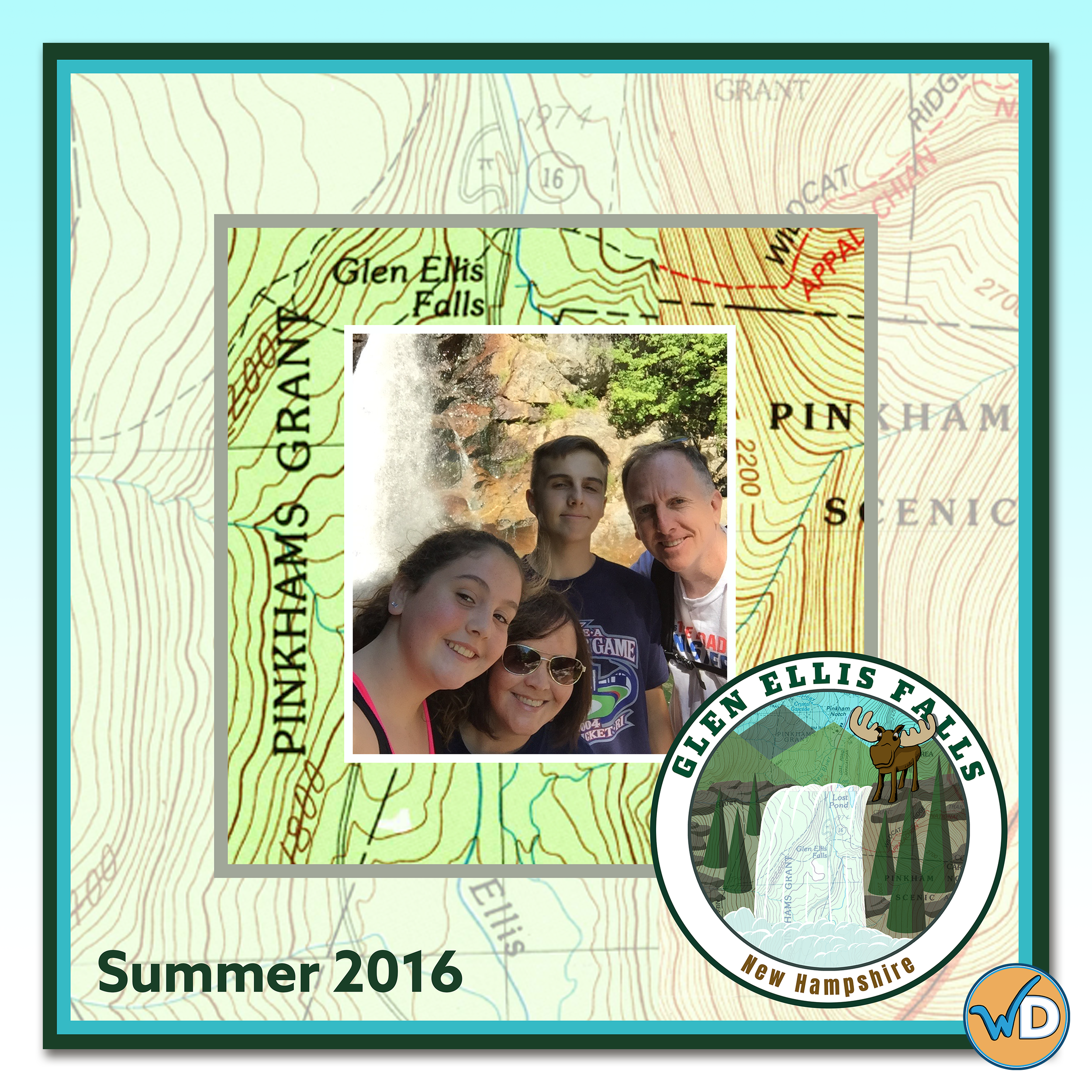 Personalized Souvenir Map Square_NH Waterfall with Moose.png