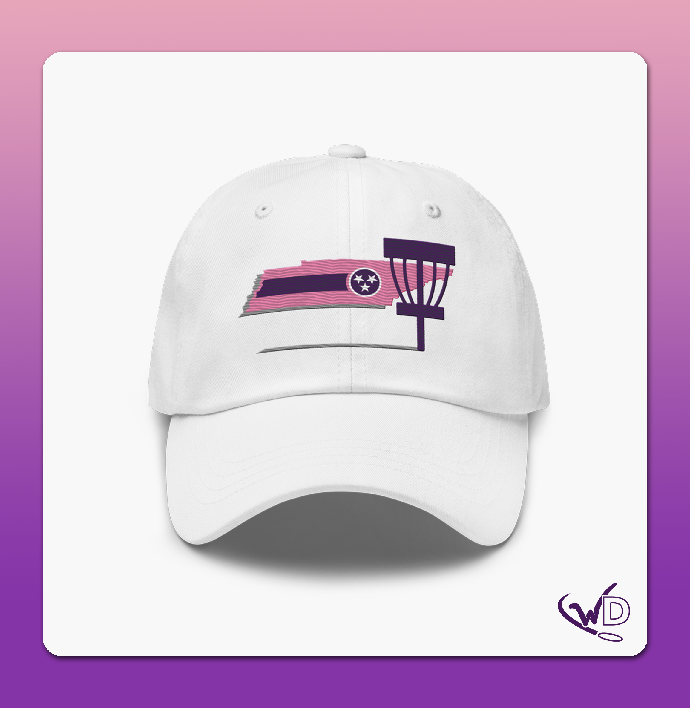 Tennessee Disc Golf Shape Pink - Embroidered Hat