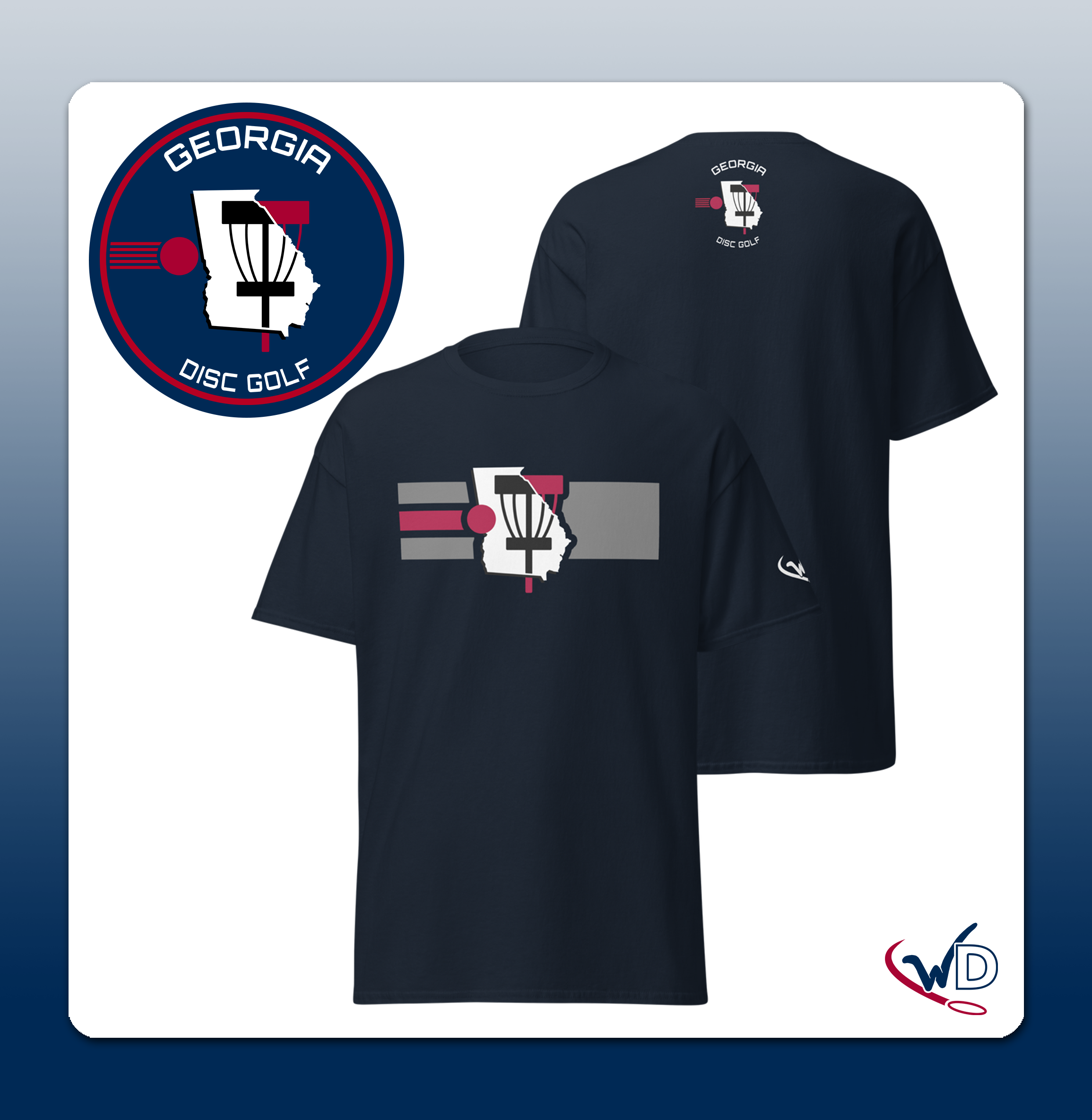 Georgia disc golf shirt - features flying disc and Georgia state shape