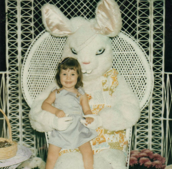 Scary easter bunny with evil eyes