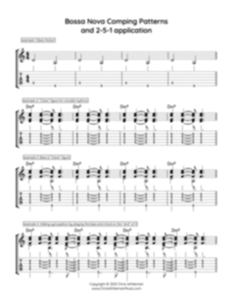 Bossa Nova Comping Patterns And 2-5-1 Application-PDF Download.
