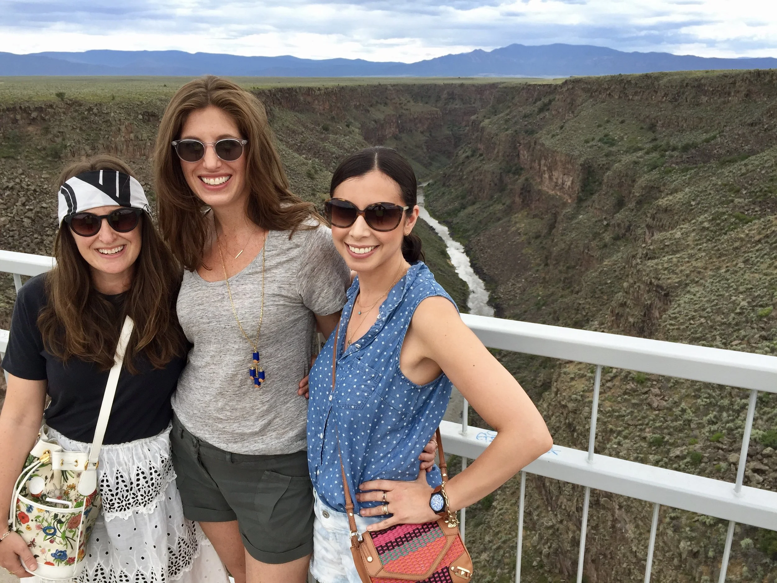 at Taos Gorge Bridge with besties Jen & Ray