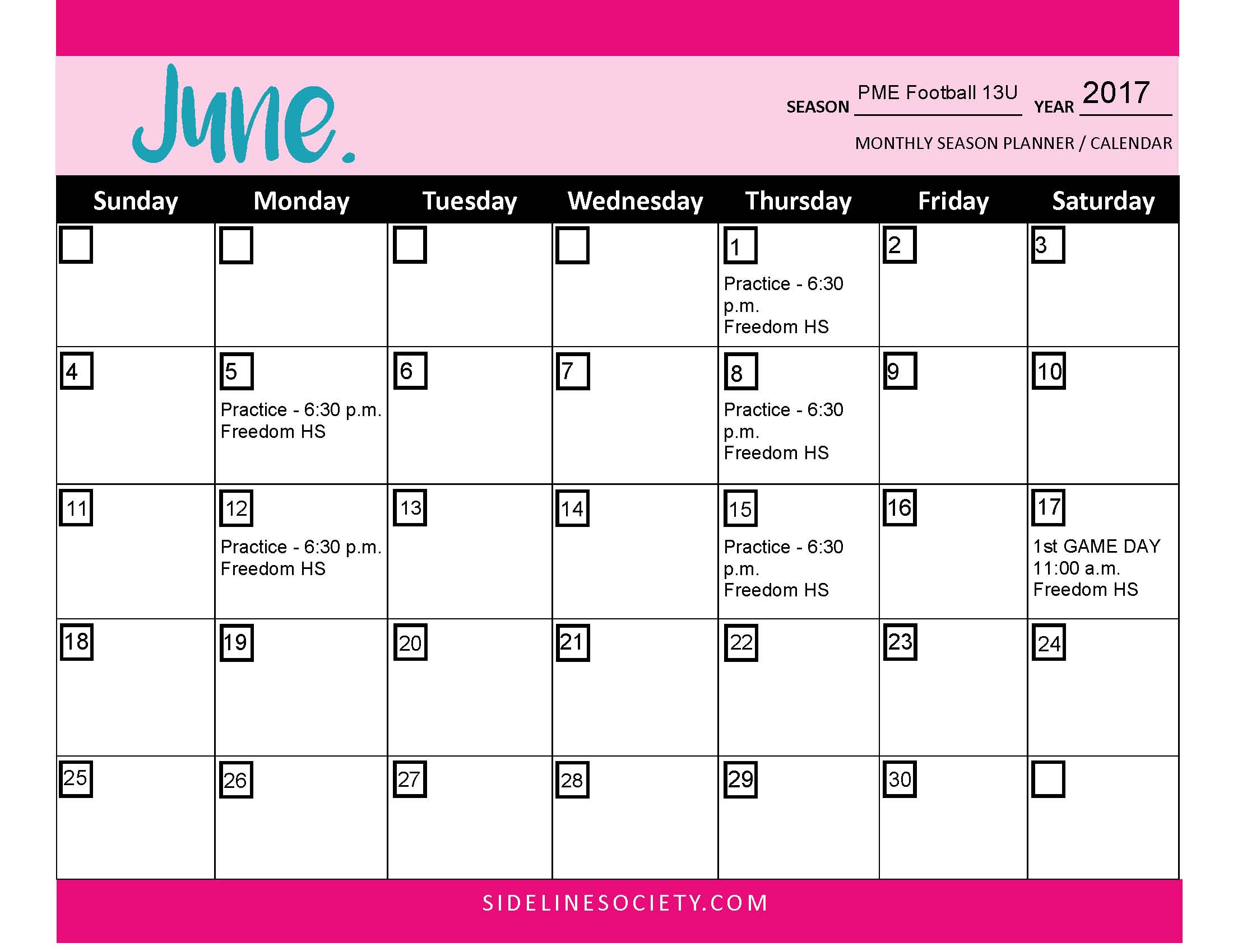 Monthly Season Planner / Calendar (Season Planning Kit)
