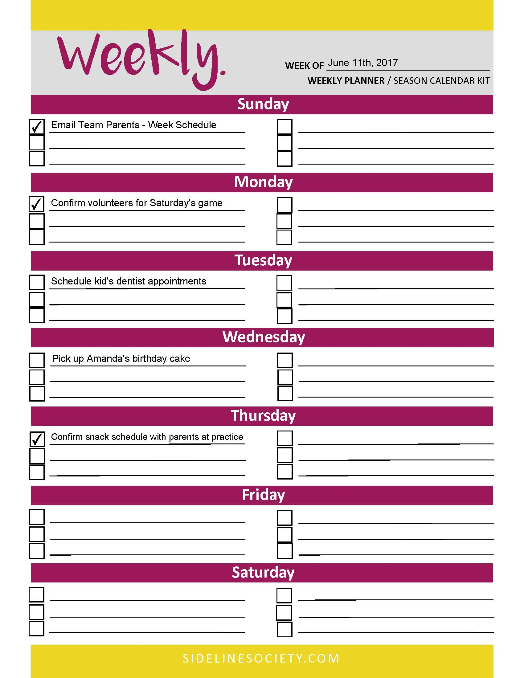Weekly Planner (Season Planning Kit)