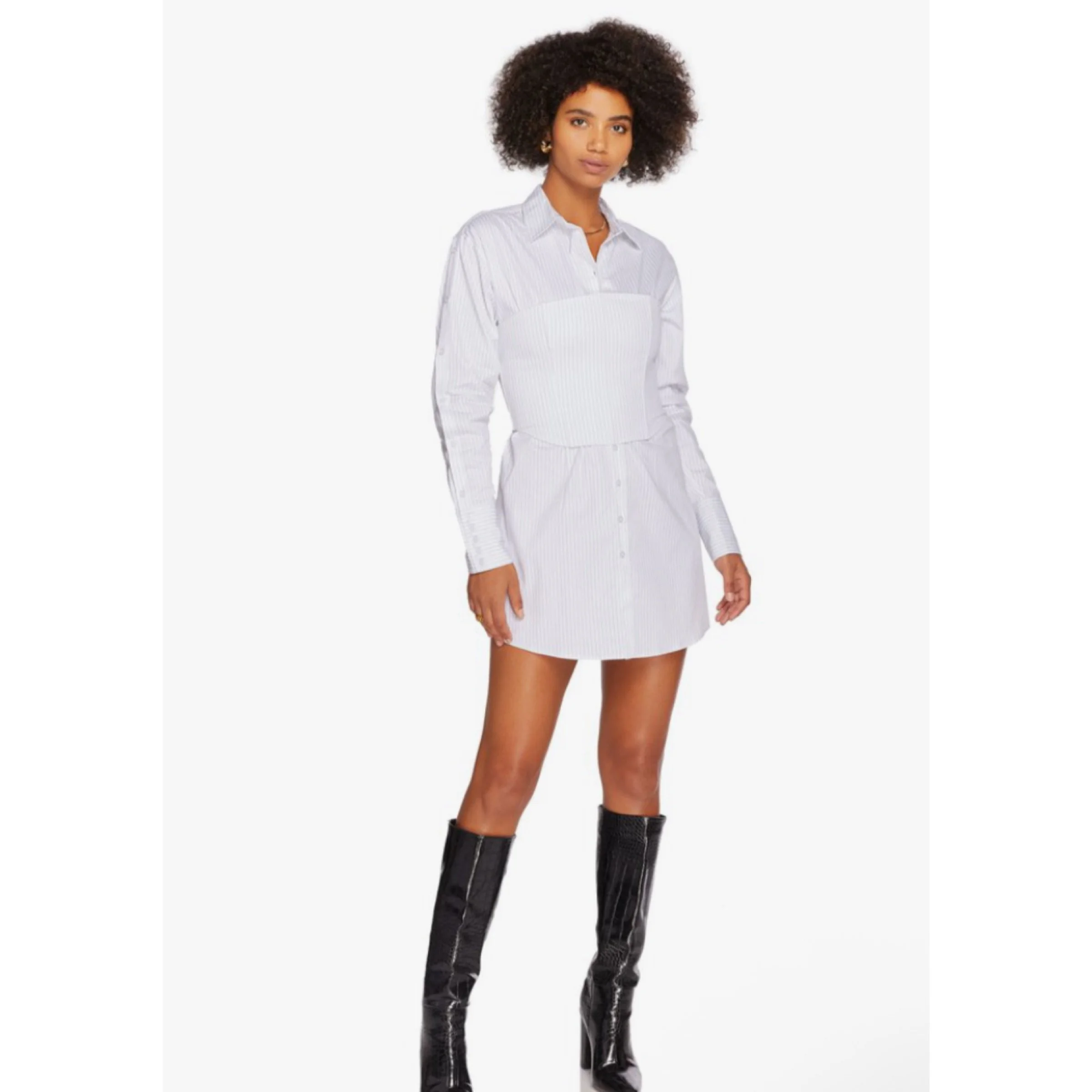 white christmas dresses Corset Button Down Shirt Dress