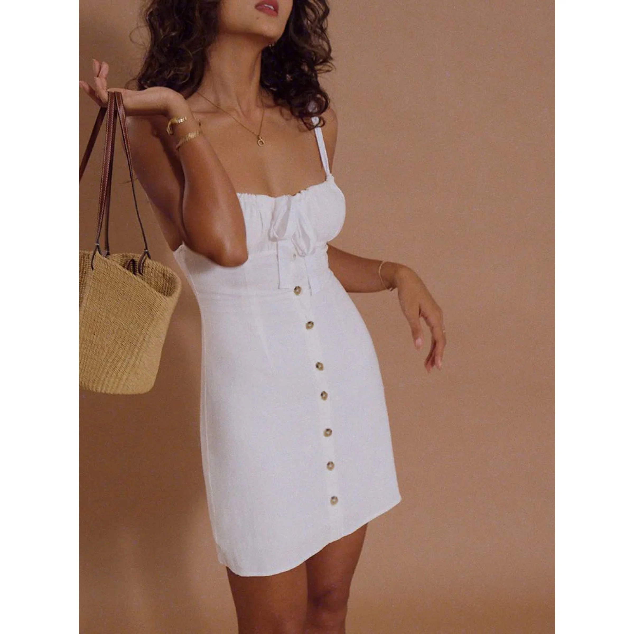 chinese dress ladies Bellez Linen Maxi Dress White
