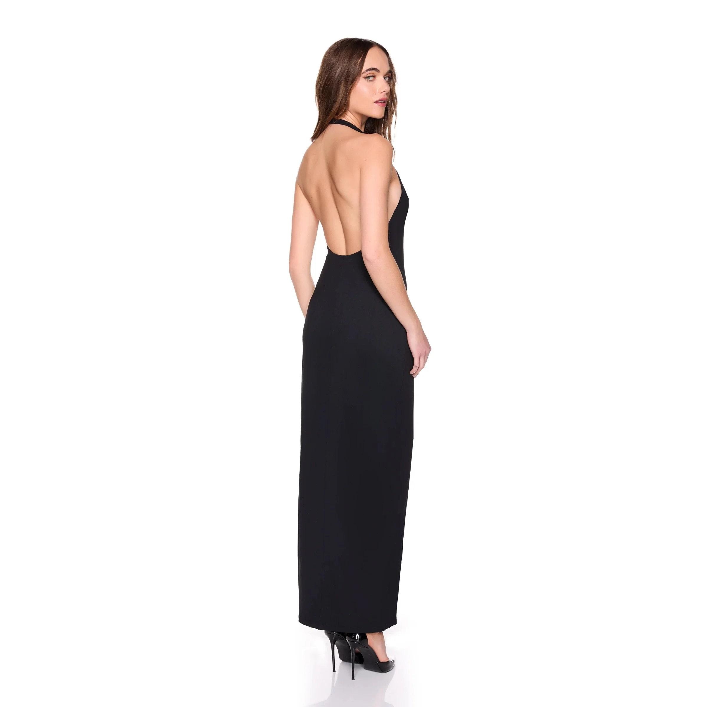 Susana Monaco Halter Low Back Slit Dress with Attached Bodysuit Lining Soho Style Boutique Susana Monaco Halter Low Back Slit Dress with Attached Bodysuit Lining Soho Style Boutique