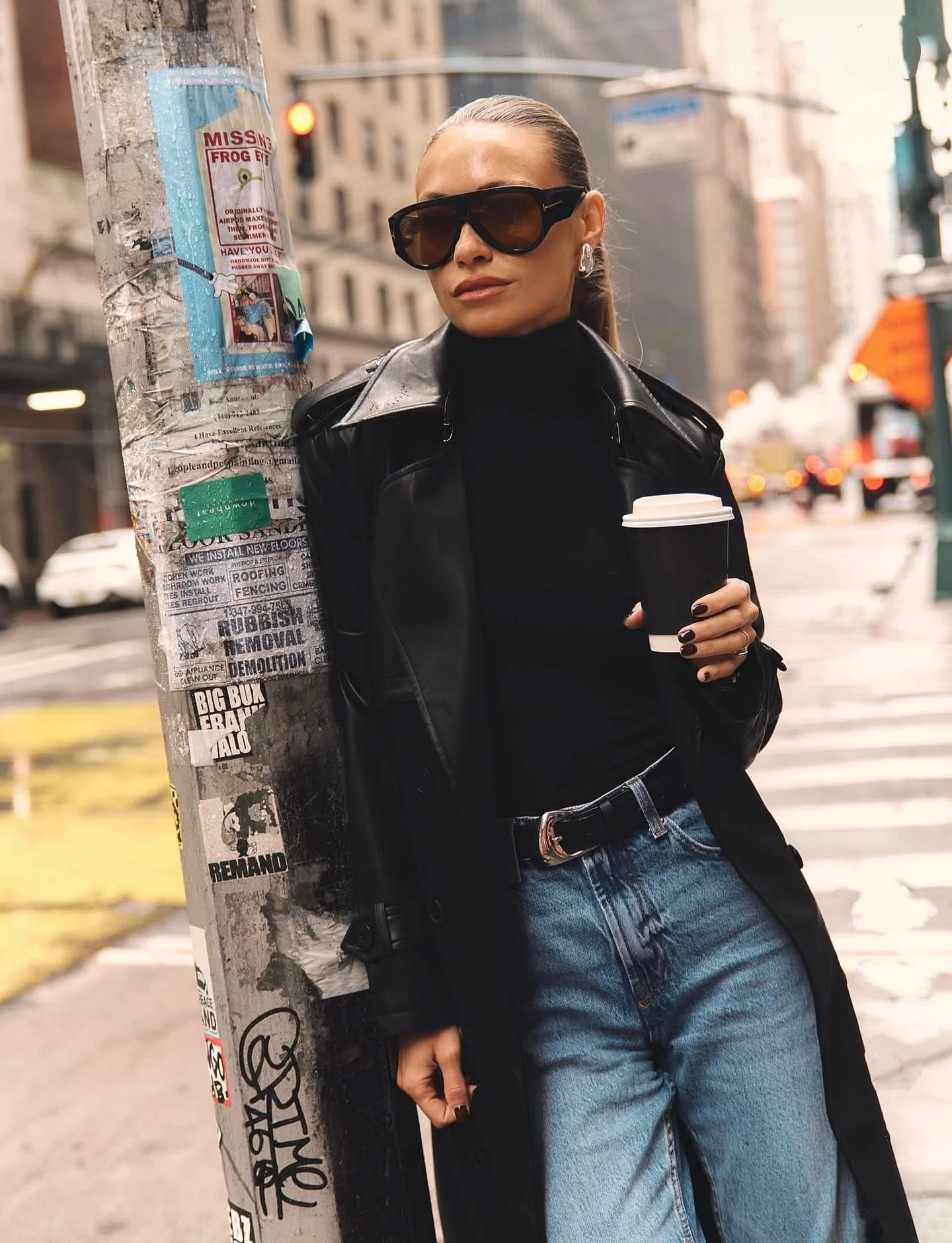 Fall in the city 🍂 // MARIELY button-down vegan leather coat - online now! #ootd #newarrivals #sohostyle