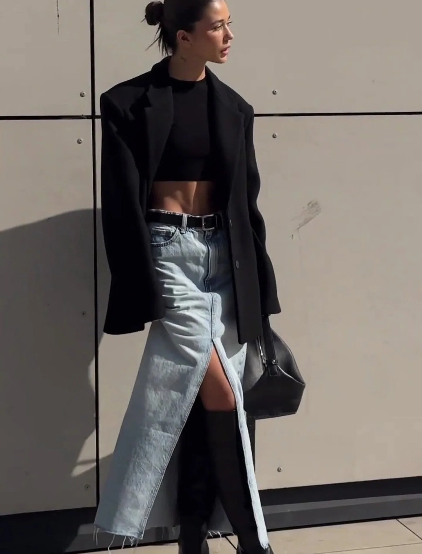 THE AVANI denim midi skirt >> www.shopsohostyle.com #linkinbio👆