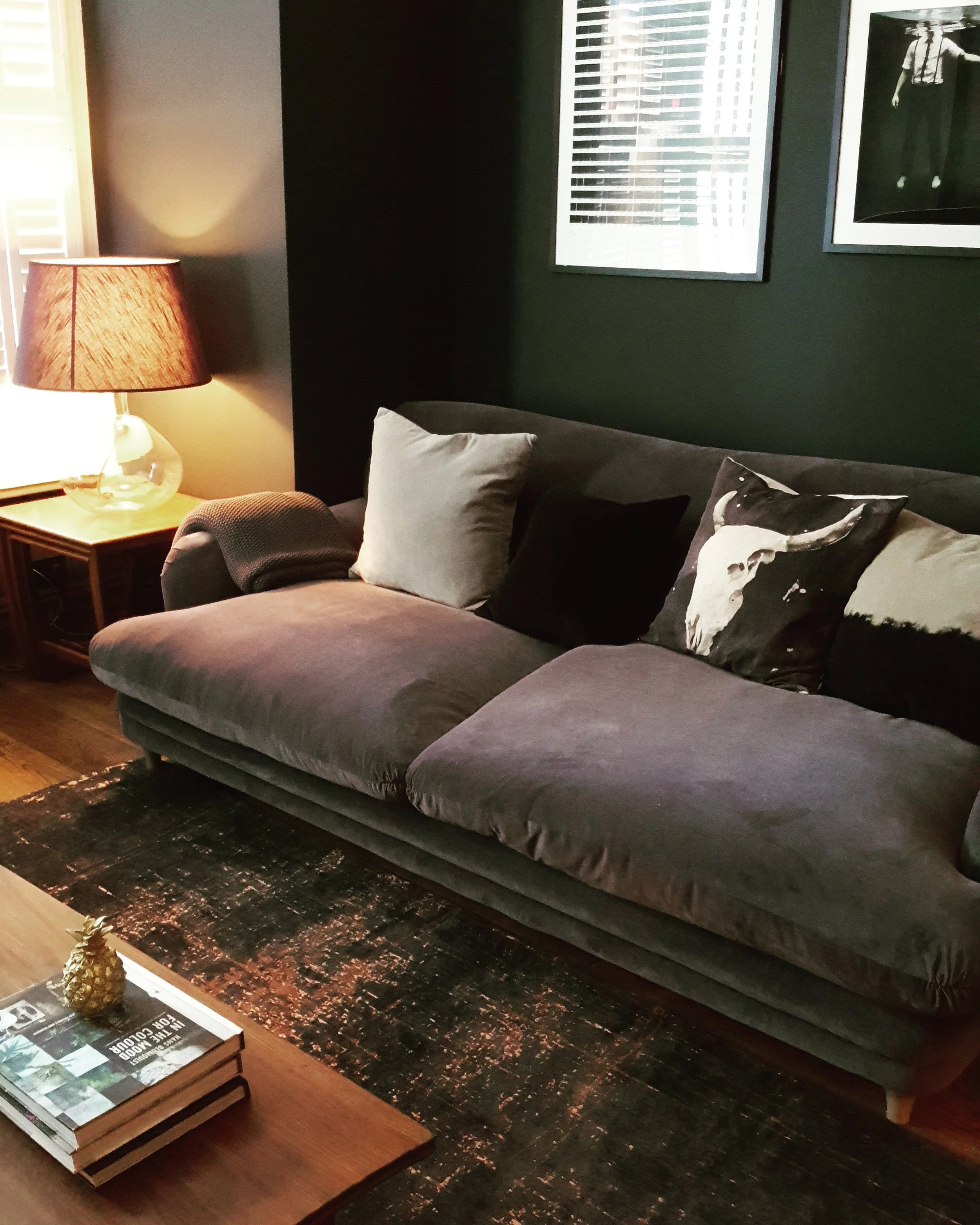 The rug from Modern Rug s works perfectly against the dark wood floor.