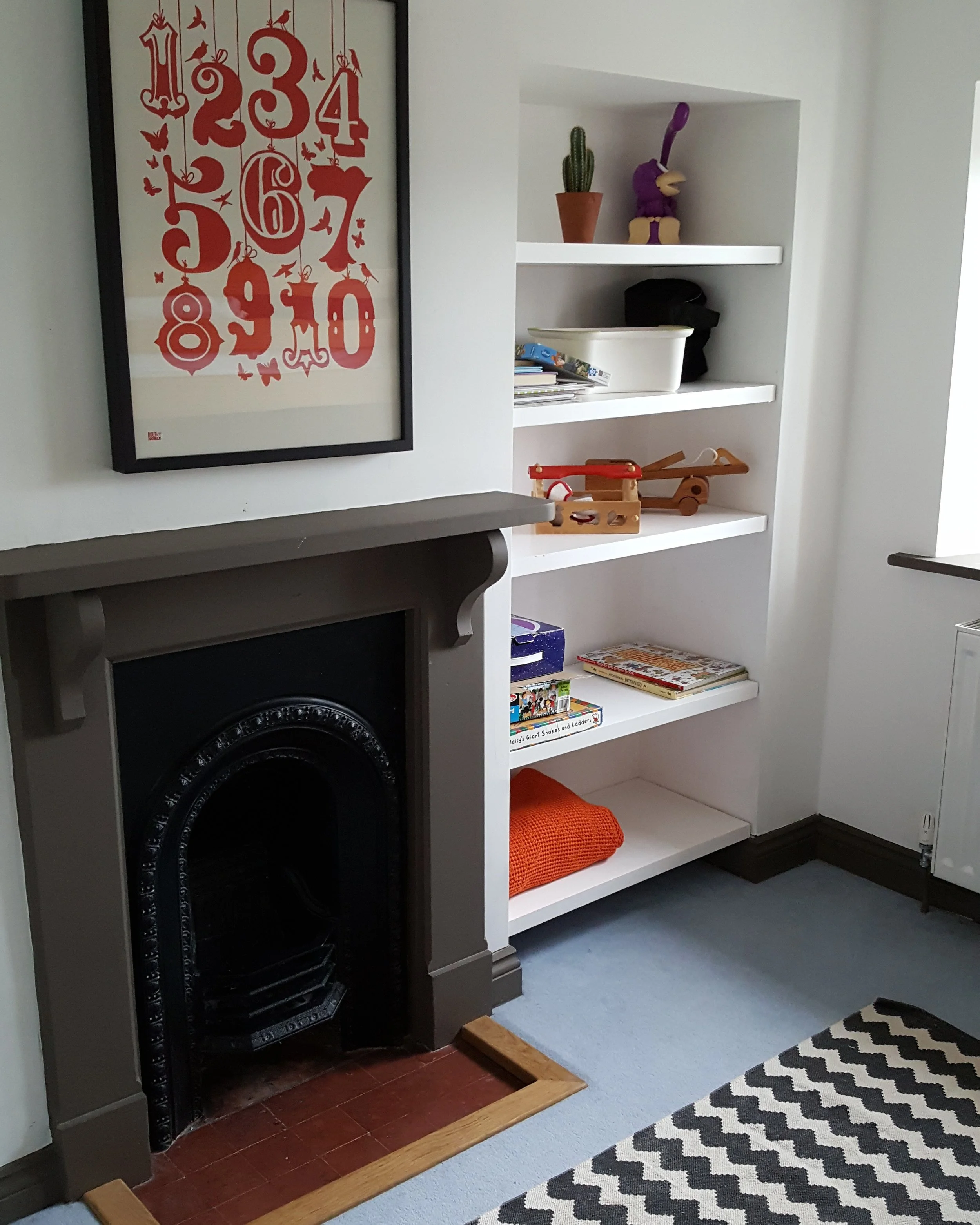 White with lots of great colour pops in the kids rooms