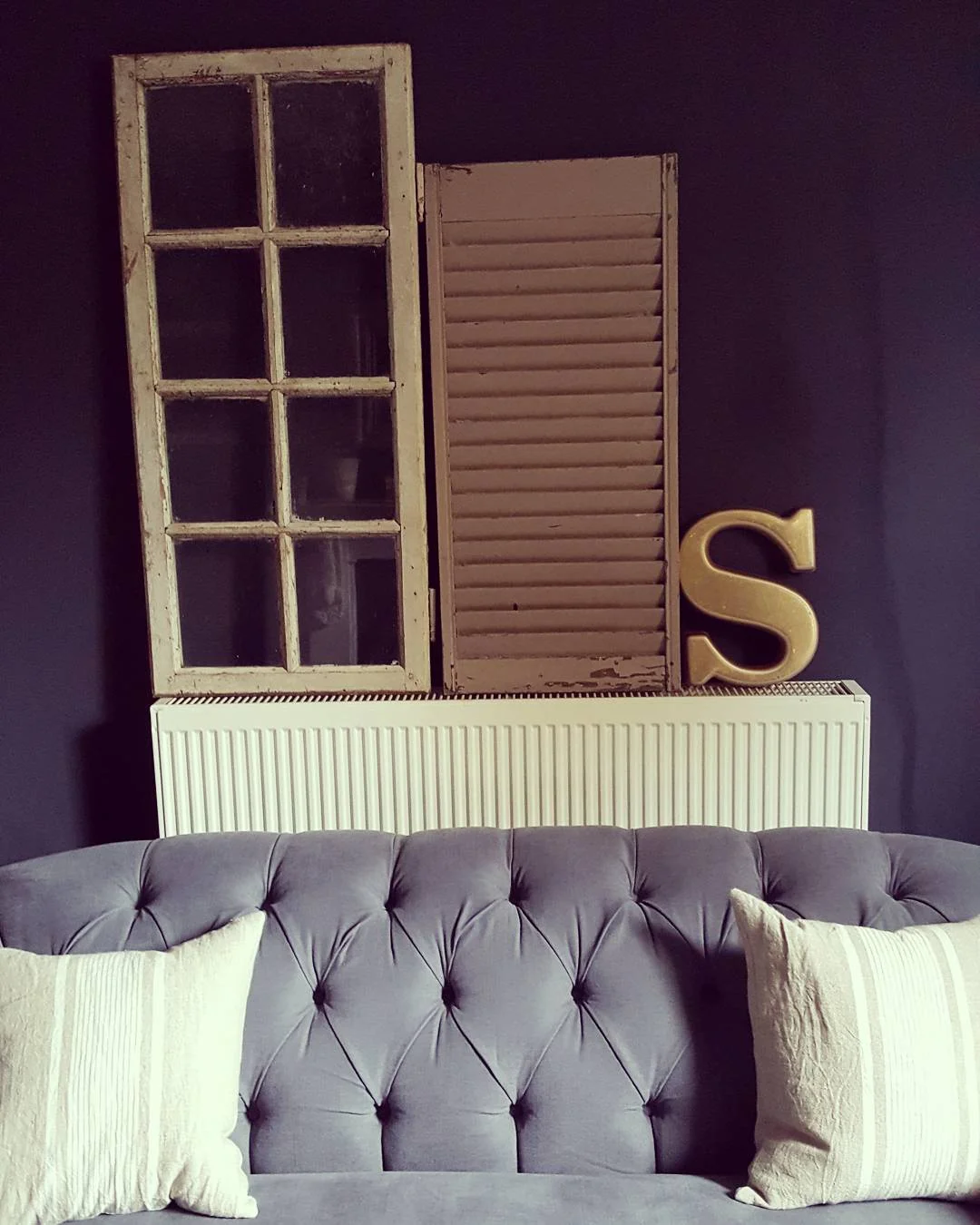 The radiator eyesore although it was a handy spot to balance a cup of tea.