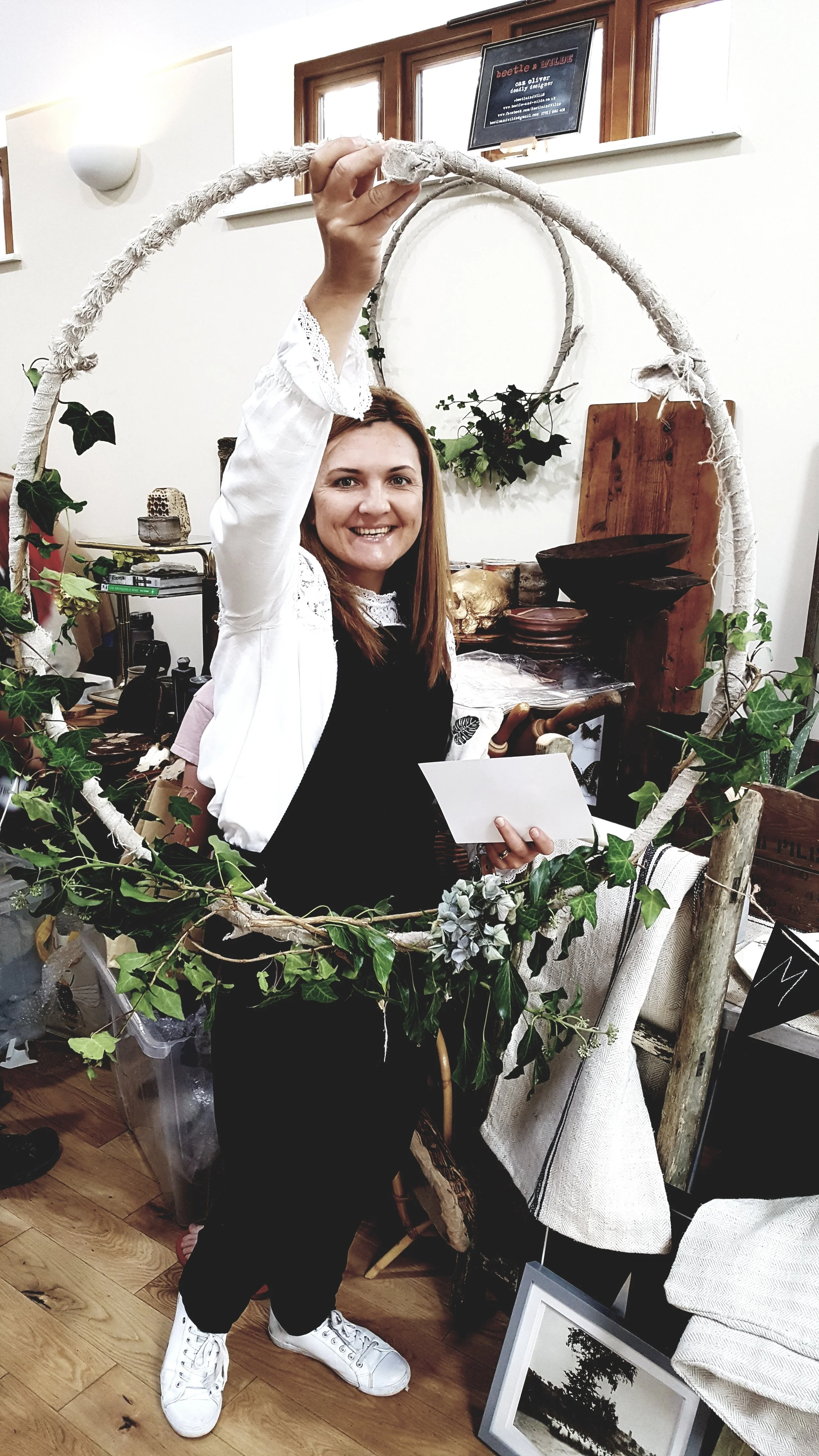 Hello lovely Antonia of @TinkerTailorOnline who popped by and took one of our hoops home to use in the window of her fabulous new shop in neighbouring Bush Hill Park