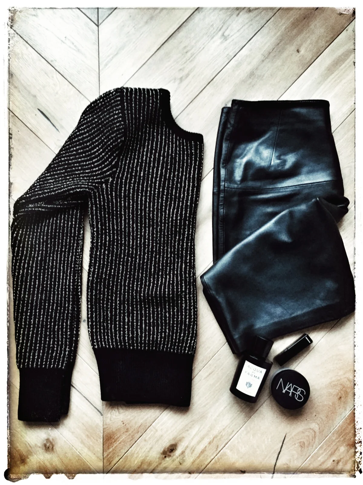 A little peek inside my wardrobe at home with my own version of the French Connection leather skirt