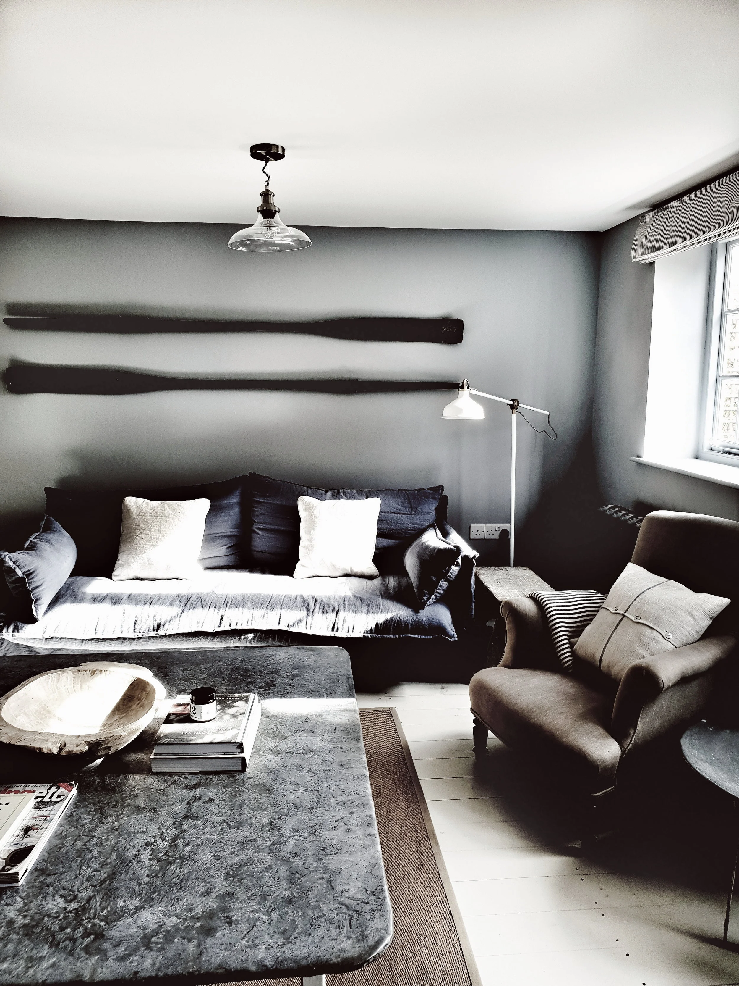 Settle down on one of the two huge sofas and enjoy a film
