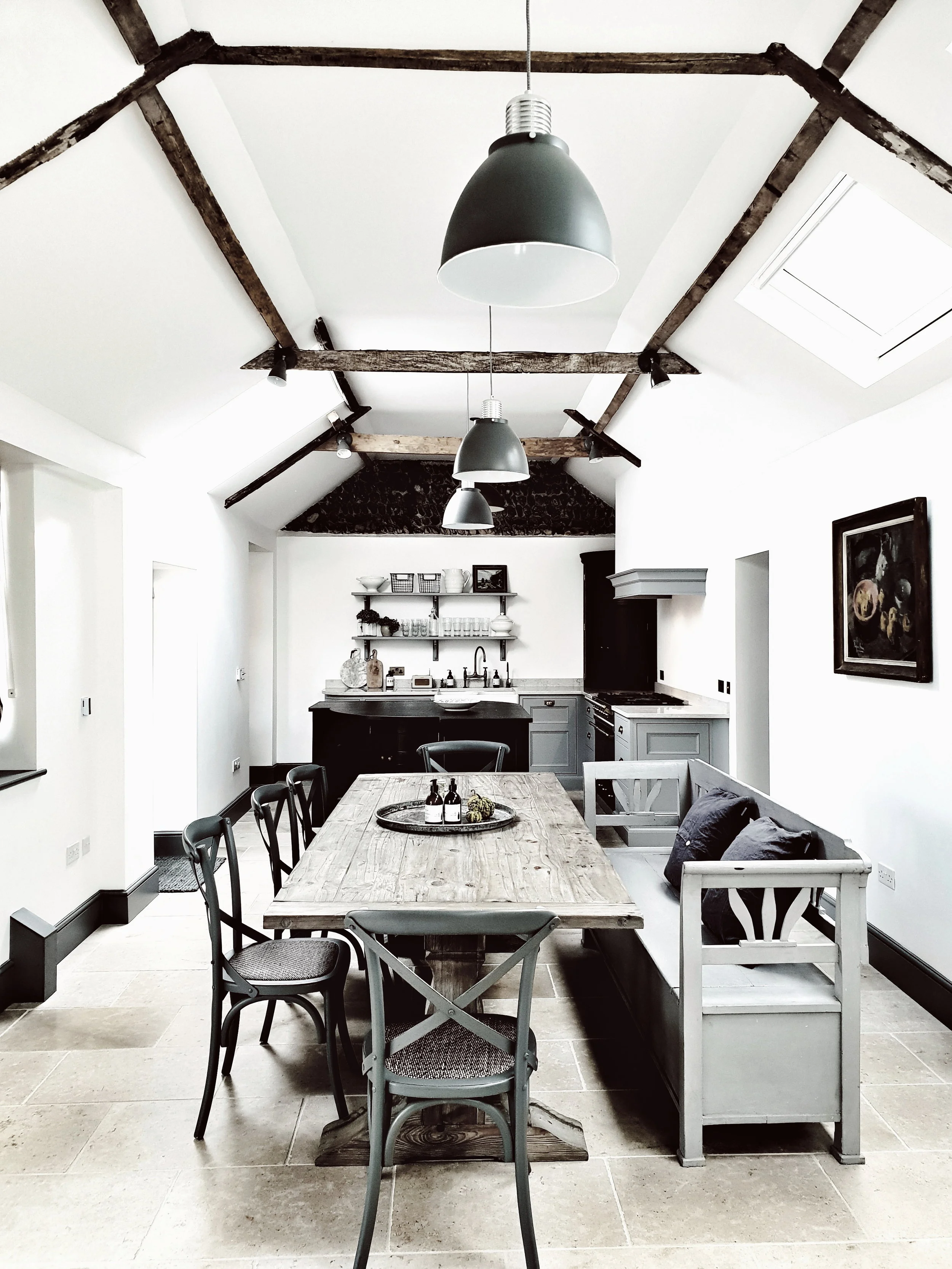 Vicky battled her builders to have vaulted ceilings in the kitchen/dining space that is at the heart of the house