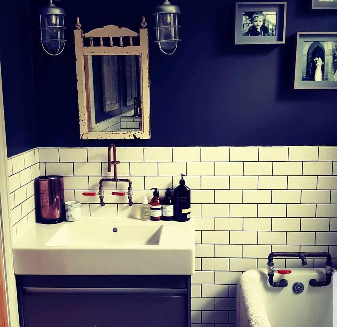 The very first instagram post of my bathroom, complete with metro tiles, copper taps and a dodgy instagram filter!