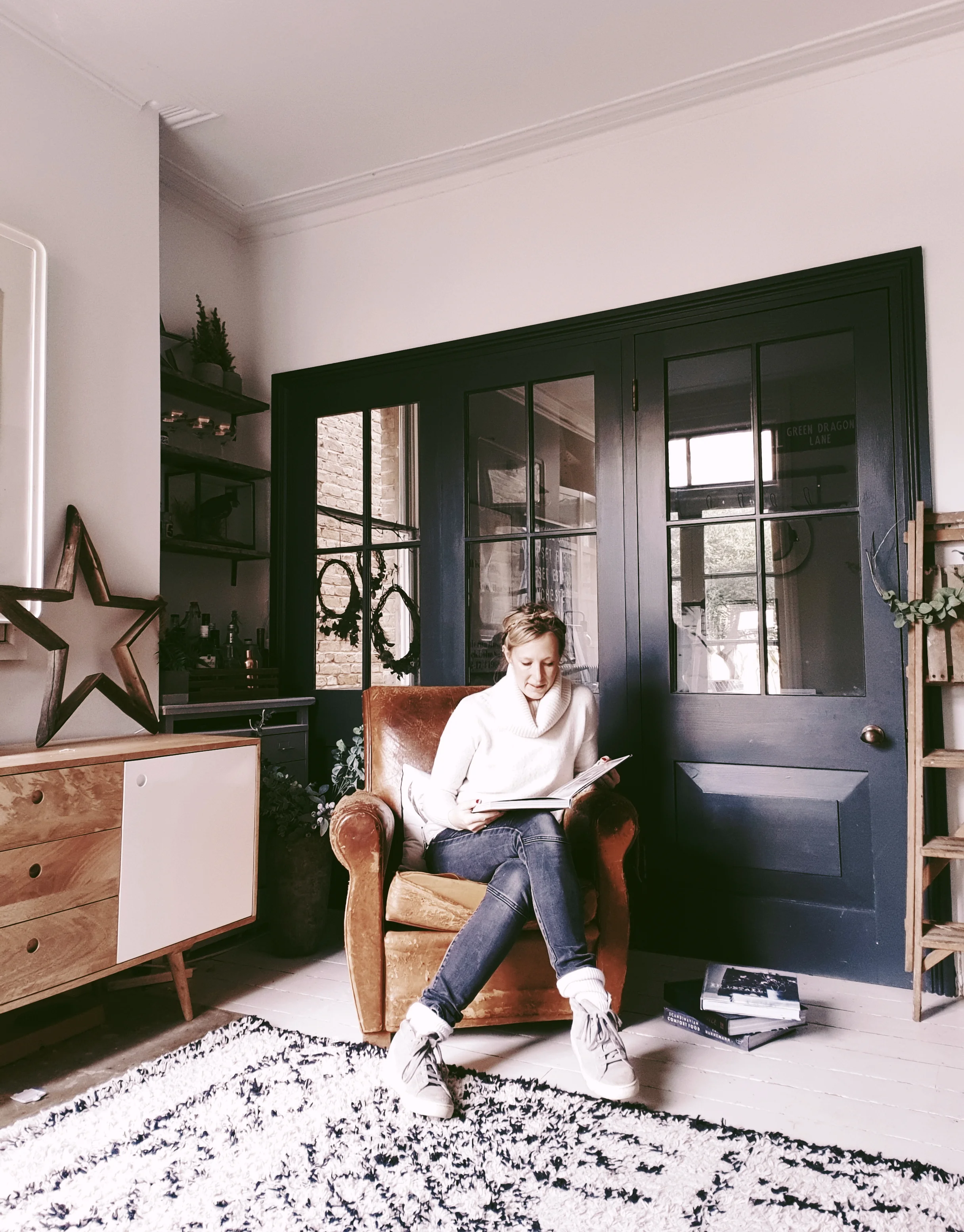 A lovely spot to hang out pretending to read an interiors book.