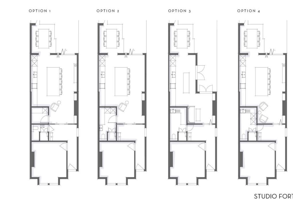 The four floorplans the amazing Rebecca Wakefield drew up for me