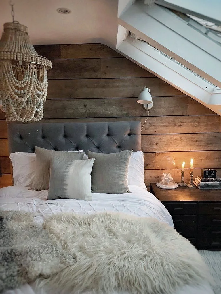 Our bed is position underneath our Velux windows to take advantage of the natural daylight and fresh air