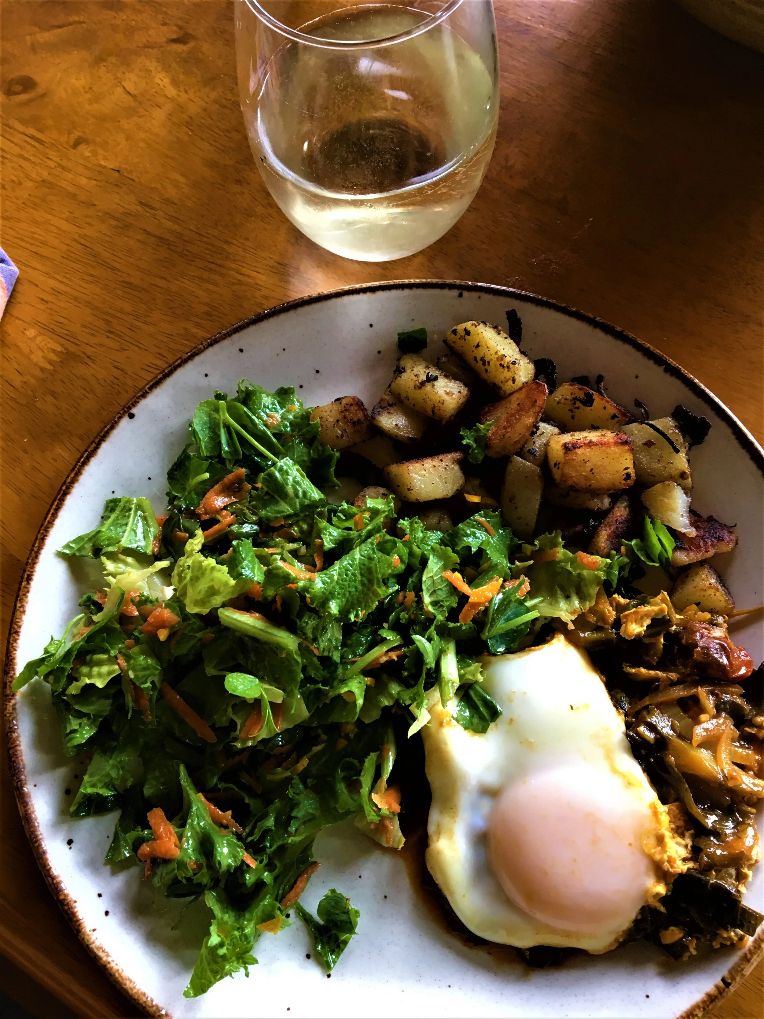 Poached Eggs with Collards and Tomatoes