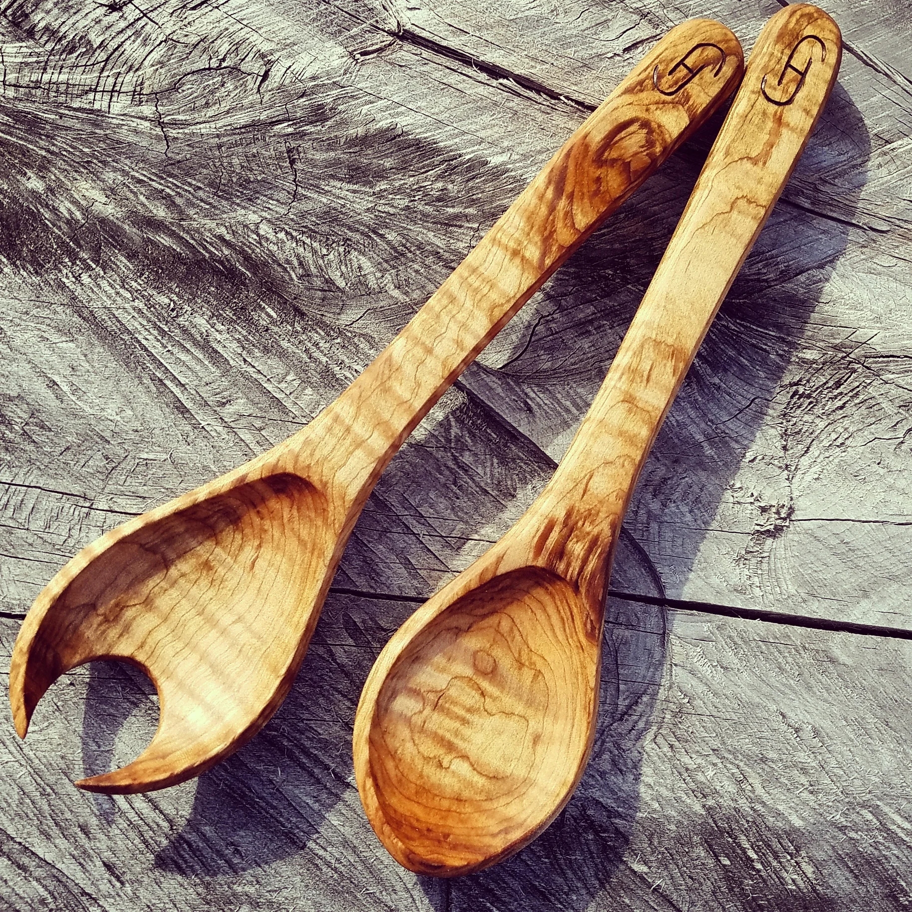 Curly Maple Salad Serving Set