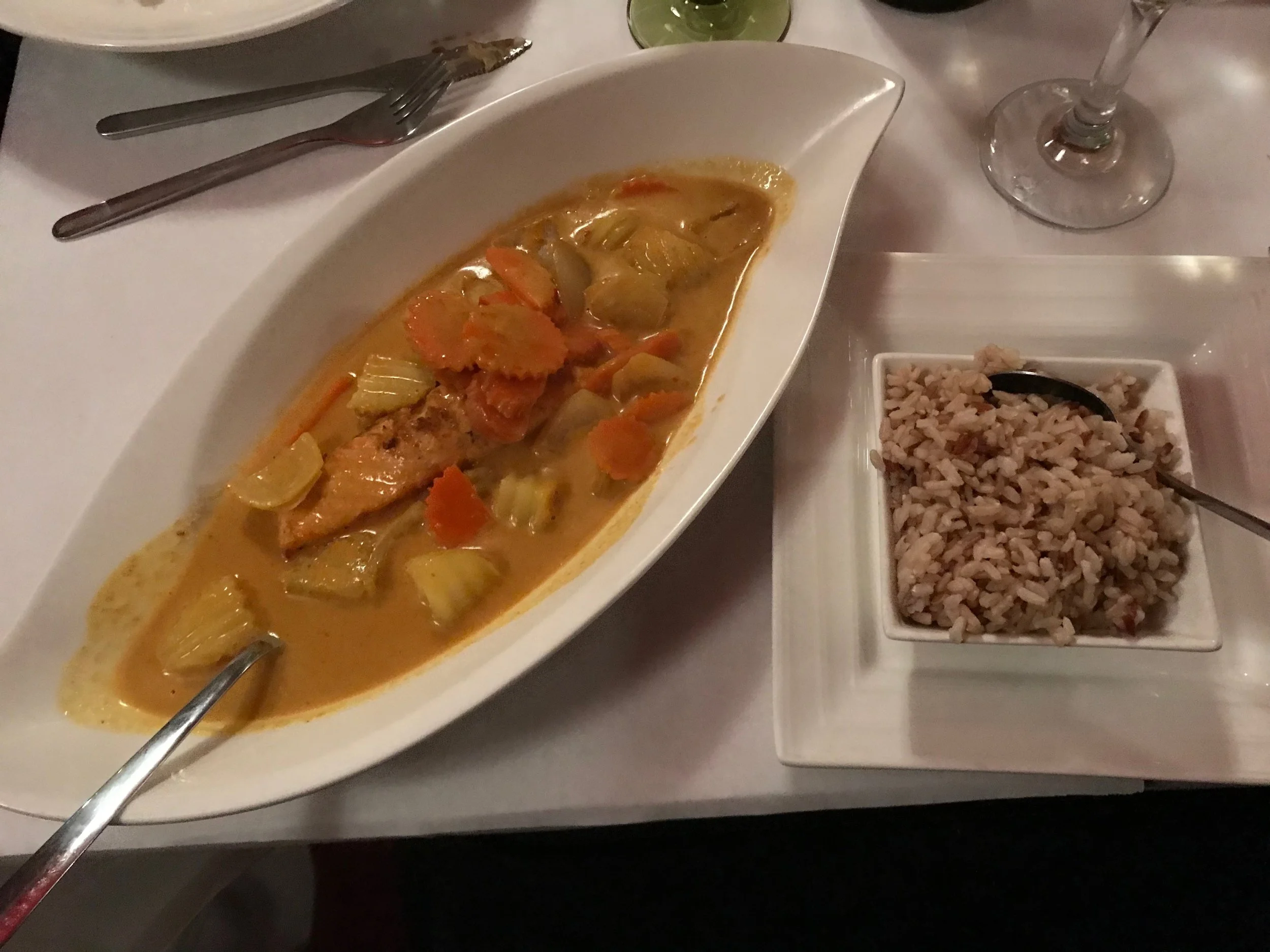 Yellow Curry w potatoes, carrots and brown rice and Salmon.jpg*.jpg
