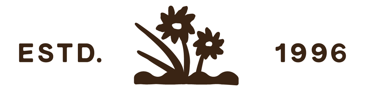 Logo with the text 'ESTD. 1996' and a stylized depiction of two flowers with leaves in the center.