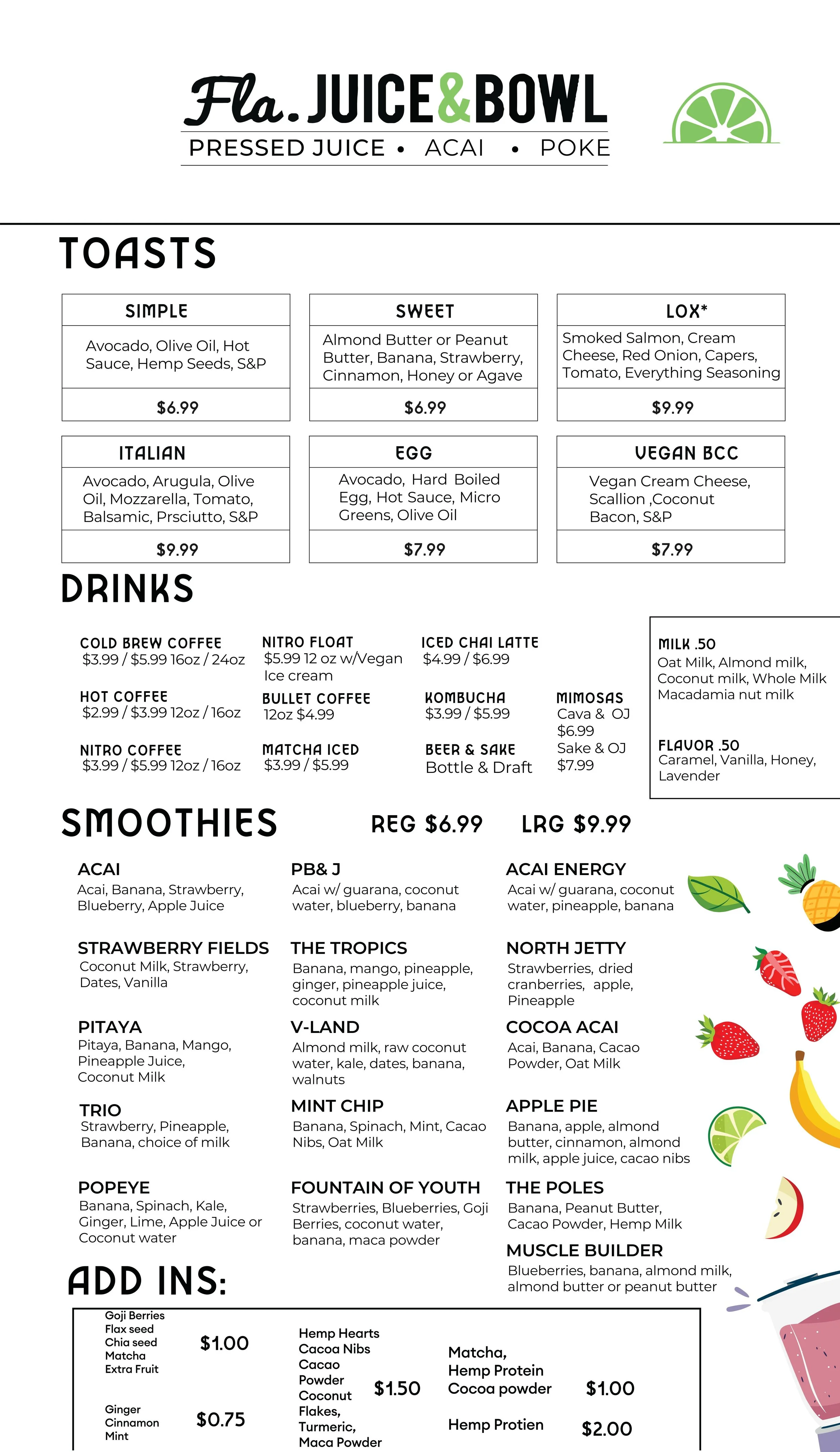 Menu — Fla Juice & Bowl