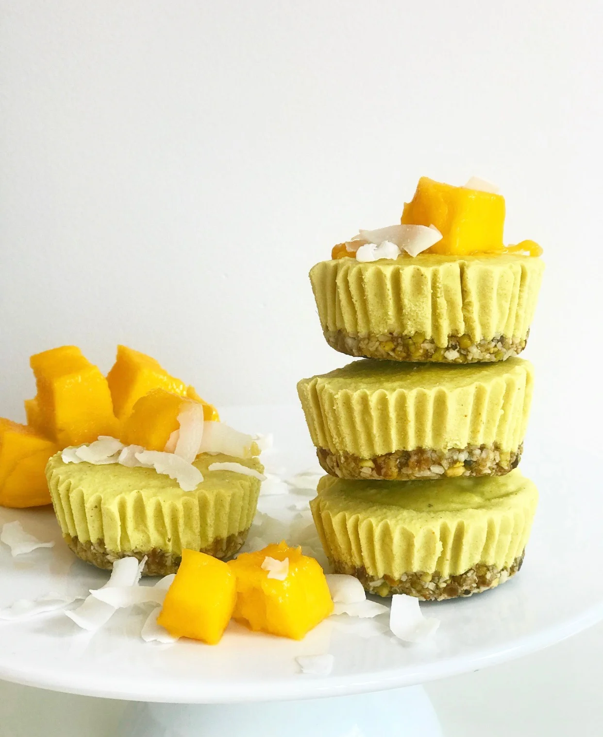 Mango, Coconut &amp; Pistachio Raw Cheesecakes