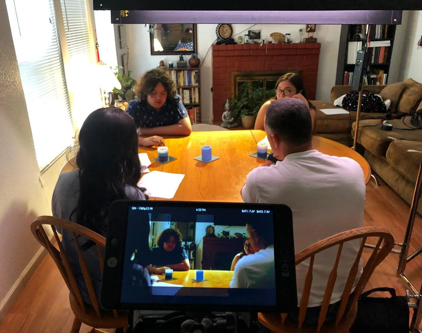 BTS from our first day of shooting the dinner scene! Our family is going over their lines before dinner is served! #BTS #BROKEshortFILM