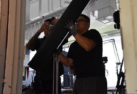 Our Gaffer &amp; head of lighting department, @mikeduong44 making sure everything is lit correctly #bts #BROKEshortFILM
&bull;
&bull;
#behindthescenes #onset #crew #artist #screenplays #shortfilm #comedy #dramedy #broke #film #movie #art #instagood #