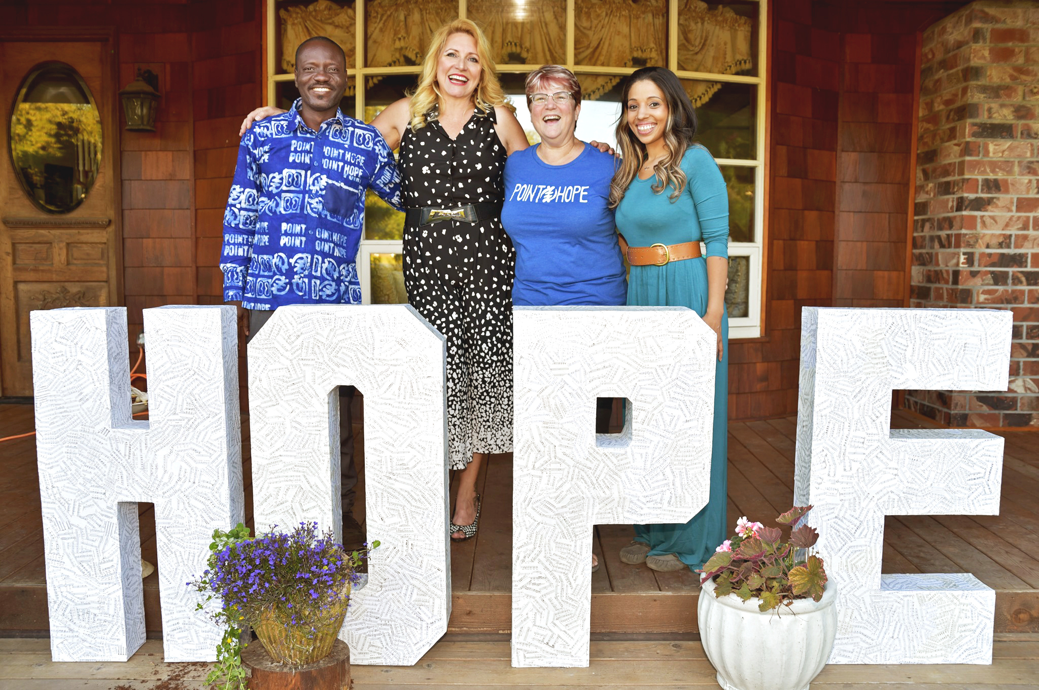  L-R: Adam Sandow (Point Hope Ghana In-Country Director,) Delilah (Founder of Point Hope,) Jan Haynes (Point Hope Executive Director,) Erin Haynes-Briggs (Point Hope Office Manager and Domestic Programs Coordinator)   Photo by Ron Finney / courtesy o