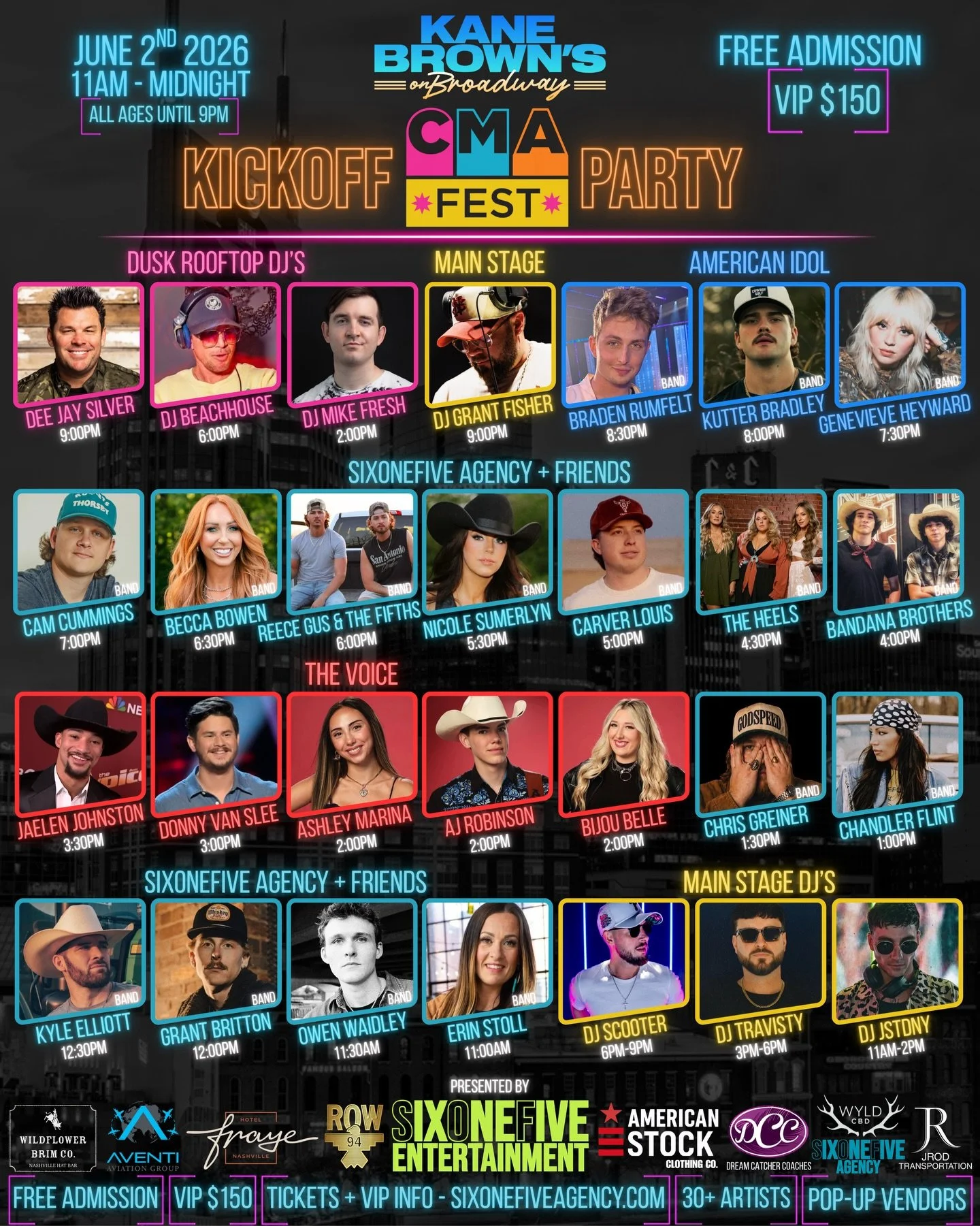 SixOneFive Agency Takes Over Kane Brown's on Broadway for 3rd Annual CMA Fest Kickoff Party