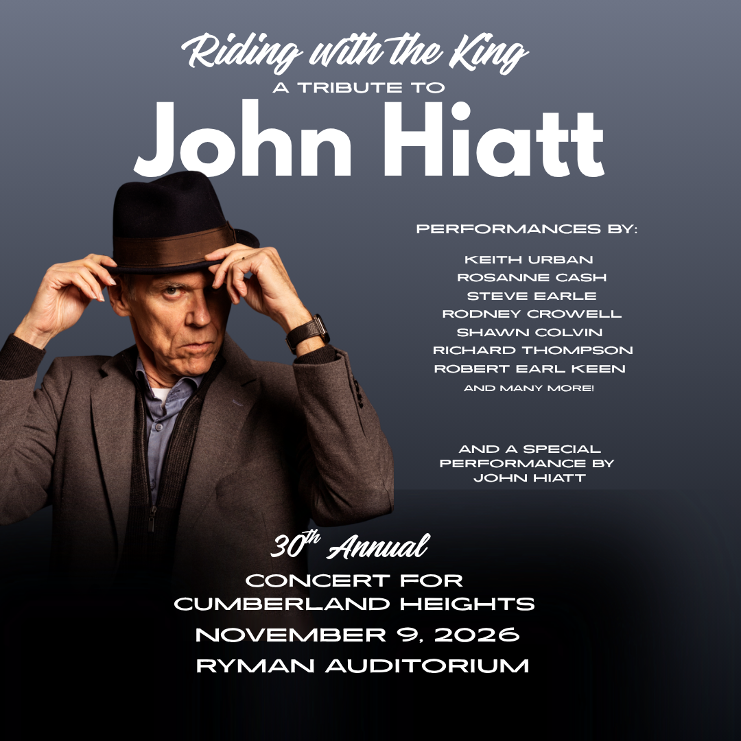 All-Star Lineup Set for "Riding With The King: A Tribute To John Hiatt" at 30th Annual Concert for Cumberland Heights